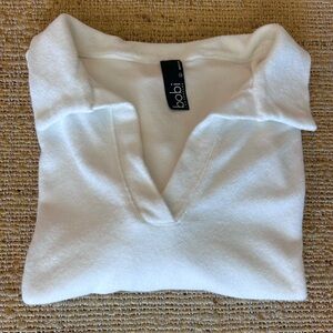 bobi White Terry V-Neck Top